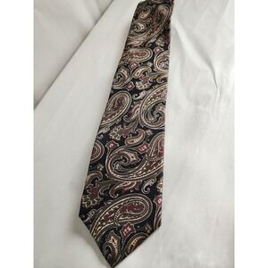 Royal Knight Mens Silk Necktie Black Olive Green Burgundy Paisley Classic Tie